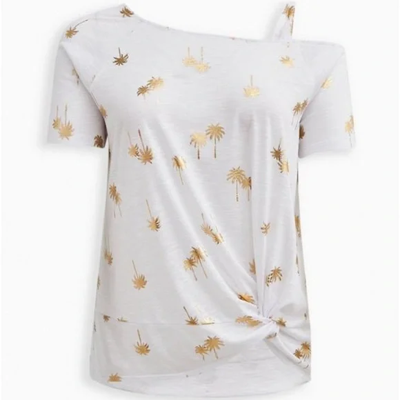 NWT! TORRID gold foil palm tree print skin tee, 2X. - Picture 4 of 9